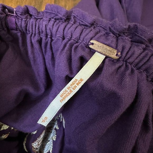 FREE PEOPLE Embroidered Fleur Du Jour Shift Mini Dress Purple - Picture 9 of 12